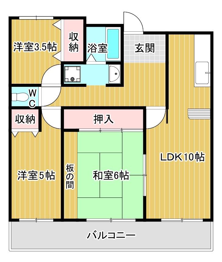 アルカサール美園(3LDK/5階)の間取り写真