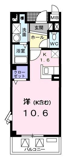 セントラル ヴィレッジ(1K/2階)の間取り写真
