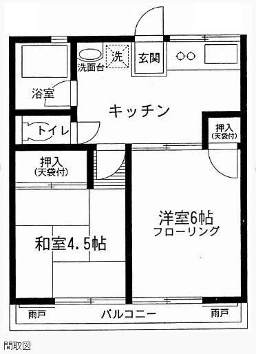 マグノリアHOUSE(2K/2階)の間取り写真