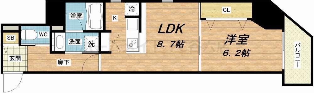 アーバネックス・大手前(1LDK/4階)の間取り写真