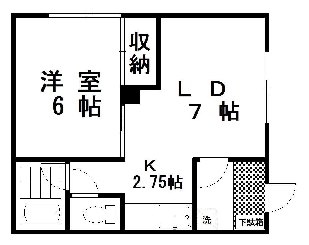 ハイツマキ(1LDK/2階)の間取り写真