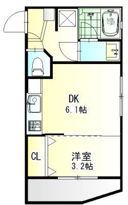 メルヴェーユ津田沼(1DK/4階)の間取り写真