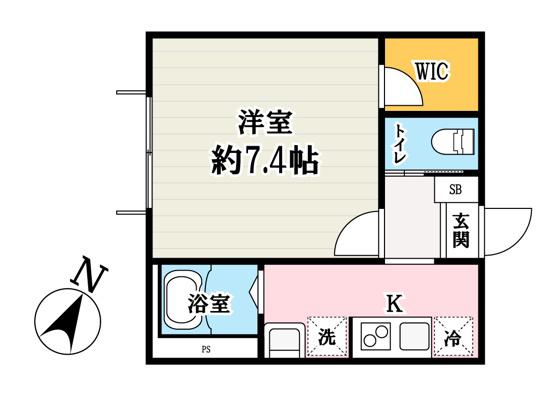 プラウ並木町(1K/2階)の間取り写真