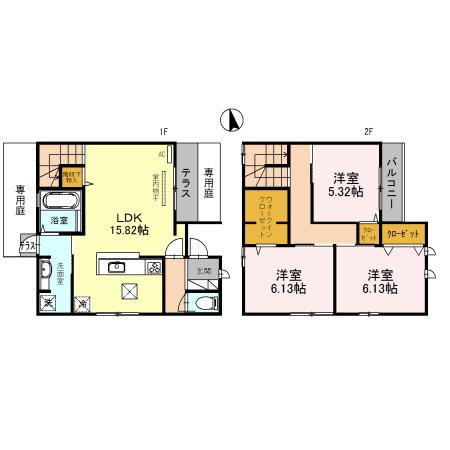 リッシュ・アヴニール A棟(3LDK/1階)の間取り写真