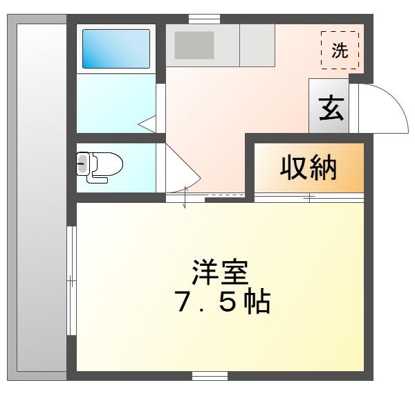K-プレイス新保(1K/1階)の間取り写真