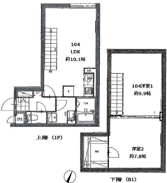 LEGALAND目黒大岡山(2LDK/1階)の間取り写真