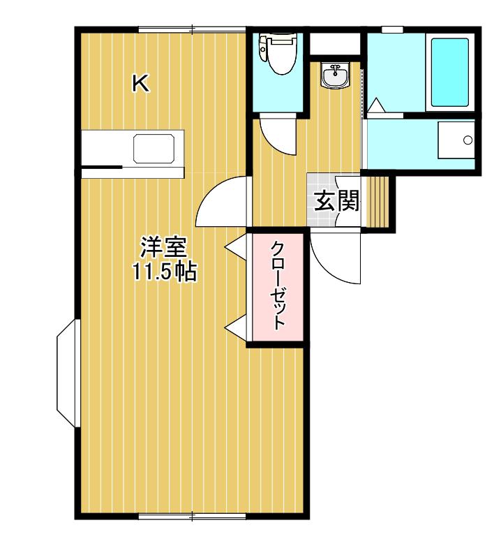 メイユール(1K/2階)の間取り写真