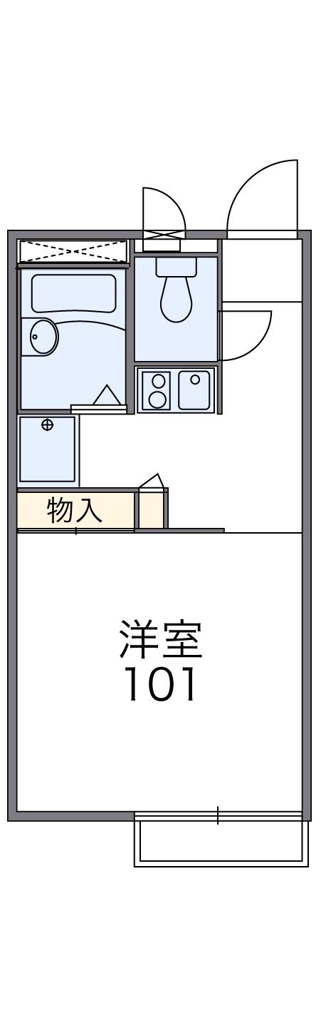 熊本県熊本市北区 2階建 築28年(1K/1階)の間取り写真