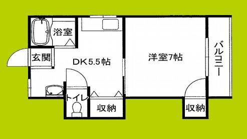 千船ハイツ(1DK/4階)の間取り写真