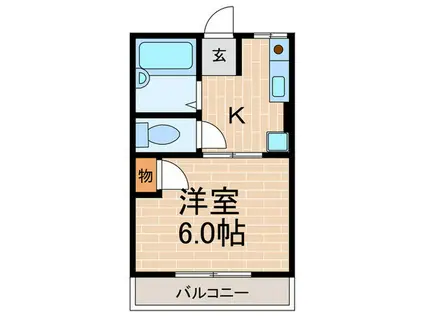 阪神本線 鳴尾・武庫川女子大前駅 徒歩10分 2階建 築35年(1K/2階)の間取り写真