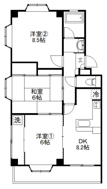 サンアイハイツ(3DK/2階)の間取り写真