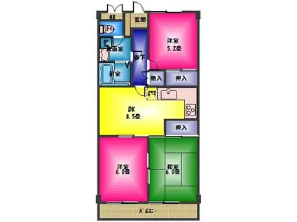 カーサカシワザキ(3DK/2階)の間取り写真