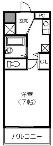 ルミエール箕面III(1K/2階)の間取り写真