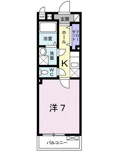 カーサアモローザ(1K/2階)の間取り写真