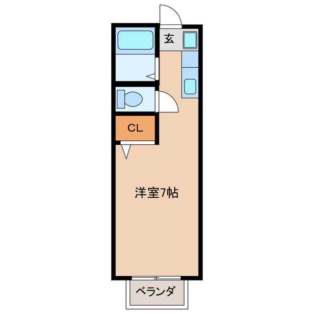 ハウスナサII C棟(ワンルーム/1階)の間取り写真