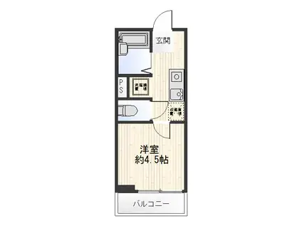 フラットウェルズ(1K/3階)の間取り写真