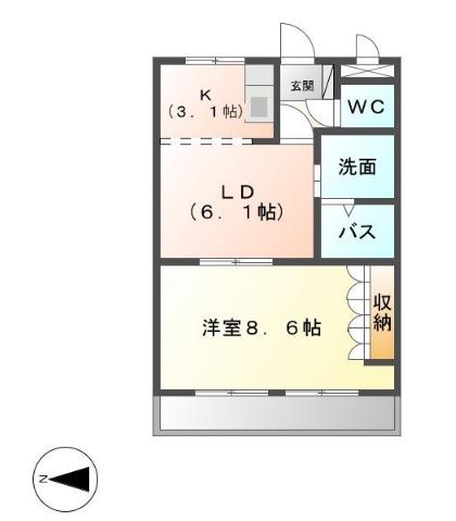 LIVELYHEIM(1LDK/2階)の間取り写真