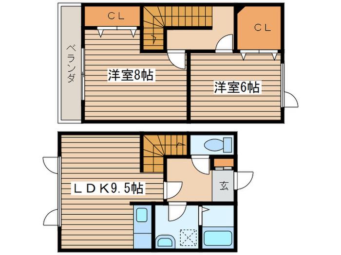 SKハイムII(2LDK/1階)の間取り写真