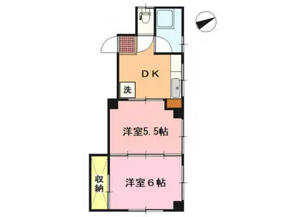 ベルハイム(2DK/2階)の間取り写真