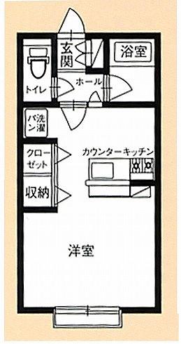 DIレイ(ワンルーム/1階)の間取り写真