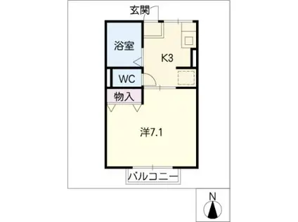 シャトレ塩付(1K/2階)の間取り写真