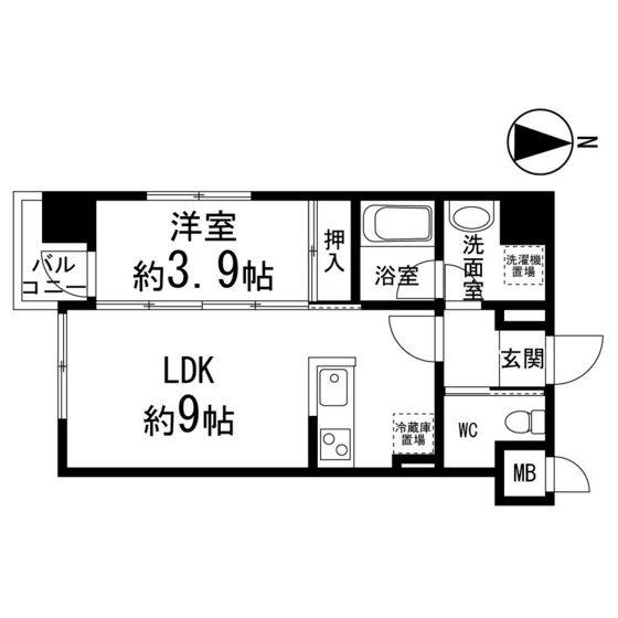 プレシャス二日町(1LDK/5階)の間取り写真
