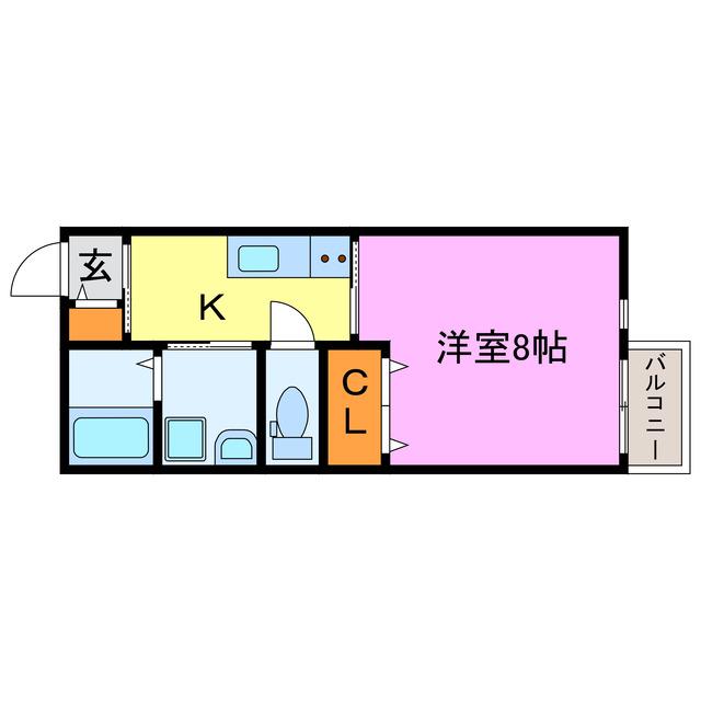 フォアール市子殿(1K/2階)の間取り写真