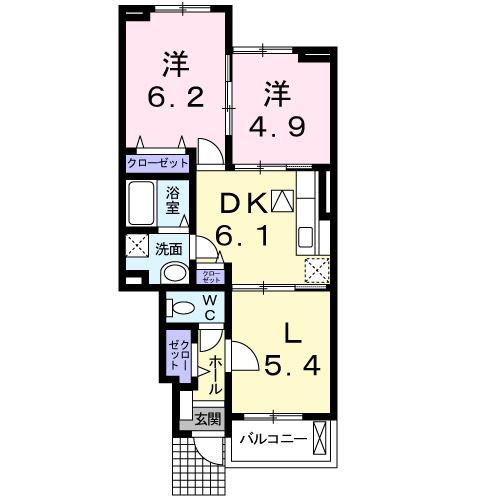 エアリー(2LDK/1階)の間取り写真