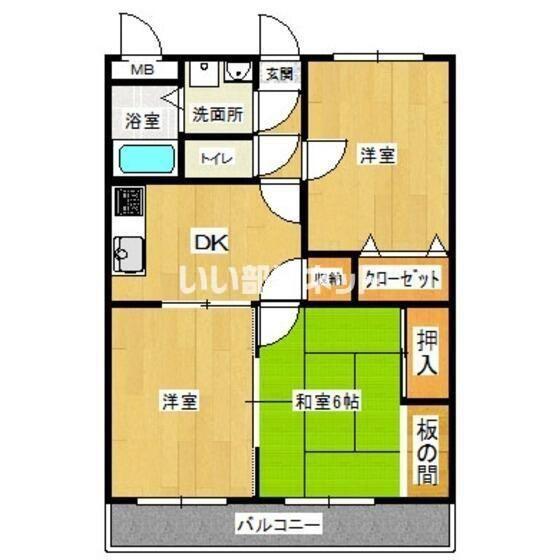 ファミーユ寿(3DK/1階)の間取り写真