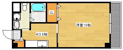 ラフォーレ観音(1K/2階)の間取り写真