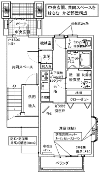 Tハウス C(1K/1階)の間取り写真
