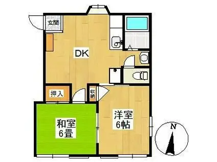 メゾンドU(2DK/1階)の間取り写真