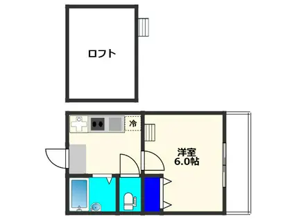 マリーナ デル レイ1(1K/2階)の間取り写真