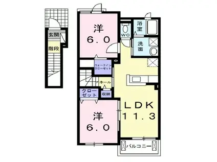 セレノ・カーサ そら(2LDK/2階)の間取り写真