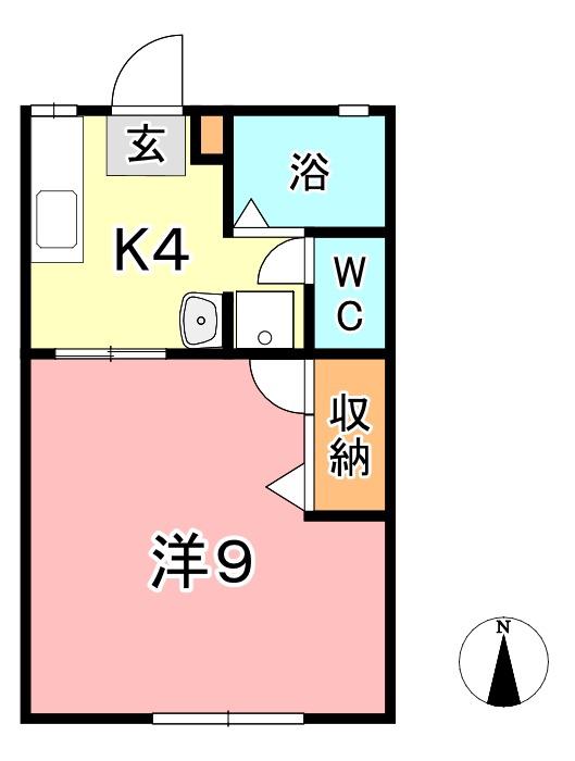 コーポステップII(1K/2階)の間取り写真