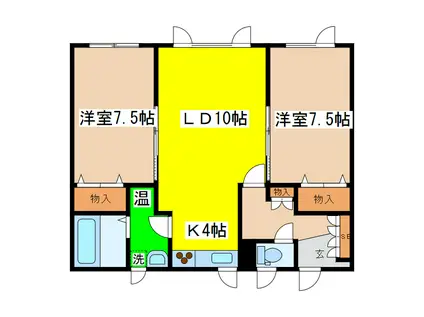 アミティ3(2LDK/1階)の間取り写真