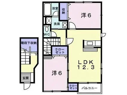 メモリーヒルズ壱番館(2LDK/2階)の間取り写真