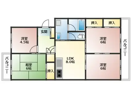 ピアパレス高須(4LDK/4階)の間取り写真