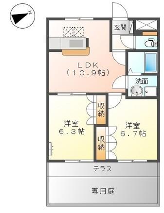 ブルトゥム(2LDK/1階)の間取り写真