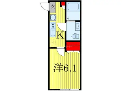 セレーノ柏の葉(1K/2階)の間取り写真