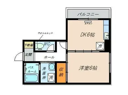 サンフローラ東町(1DK/4階)の間取り写真