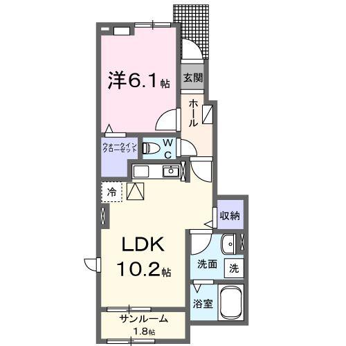 アヴニールA(1LDK/1階)の間取り写真