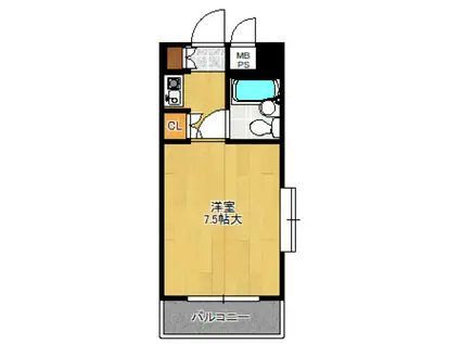 ホワイトパレス門司港(ワンルーム/2階)の間取り写真