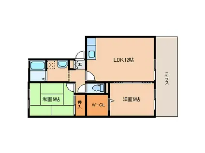 リビングタウン木津南 B棟(2LDK/1階)の間取り写真