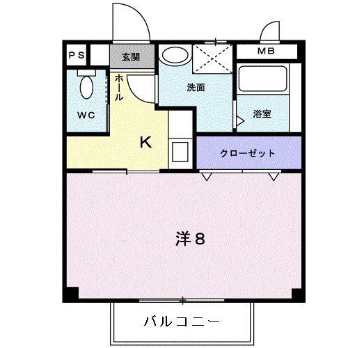 ミレニアムハイツ(1K/1階)の間取り写真