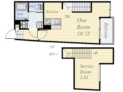 レトルシオン(ワンルーム/1階)の間取り写真