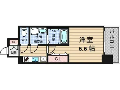 レジュールアッシュ九条(1K/11階)の間取り写真