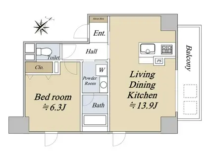 シュリンプタワー(1LDK/7階)の間取り写真