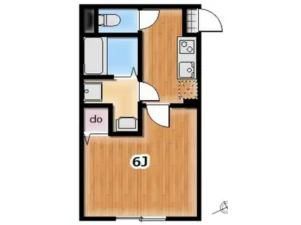 セカンドステージ袋山(1K/2階)の間取り写真