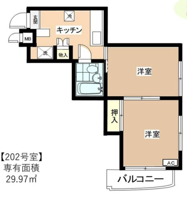 第2グロスクベル(2K/2階)の間取り写真